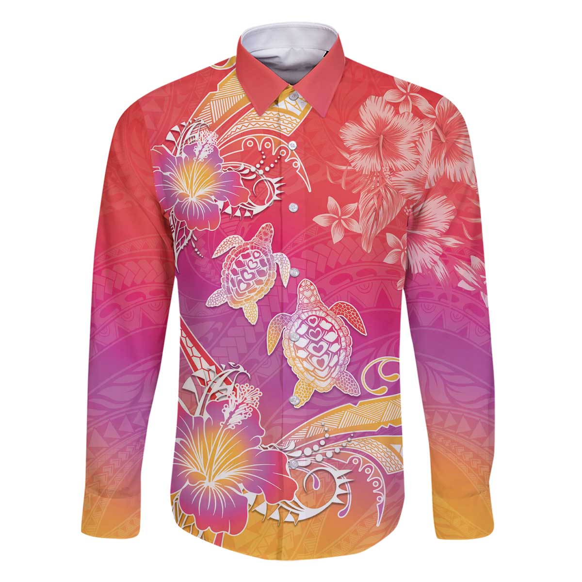 Polynesia Sea Turtle Couple Family Matching Off The Shoulder Long Sleeve Dress and Hawaiian Shirt One Soul One Love