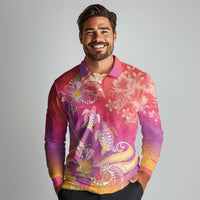 Polynesia Sea Turtle Couple Long Sleeve Polo Shirt One Soul One Love