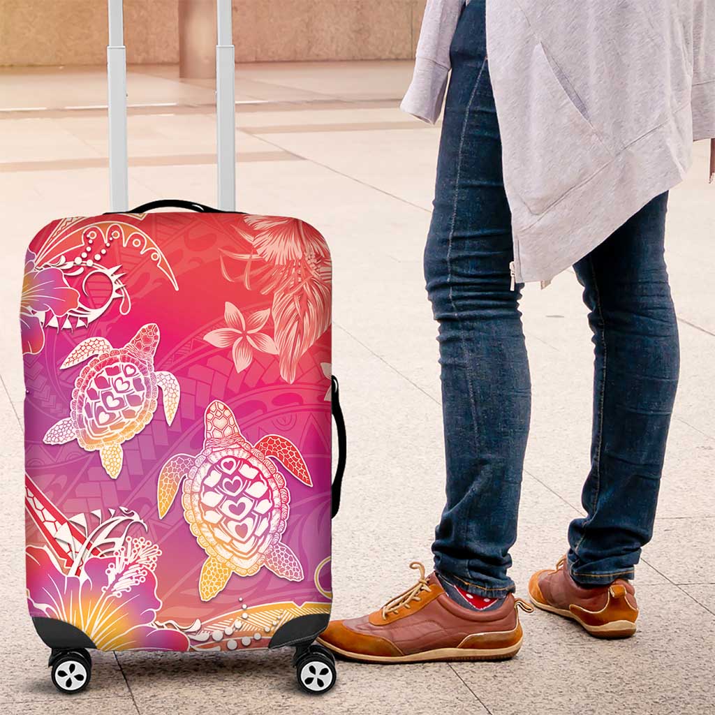 Polynesia Sea Turtle Couple Luggage Cover One Soul One Love