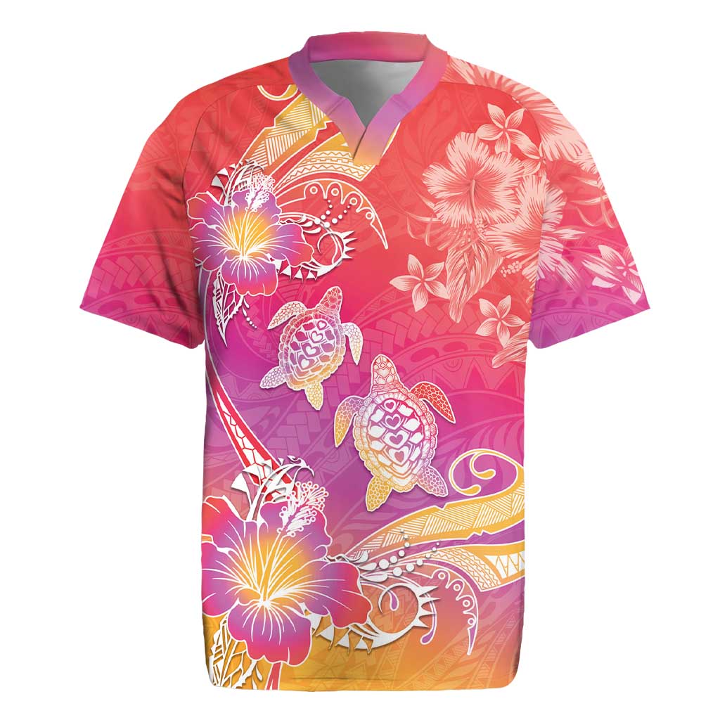 Polynesia Sea Turtle Couple Rugby Jersey One Soul One Love
