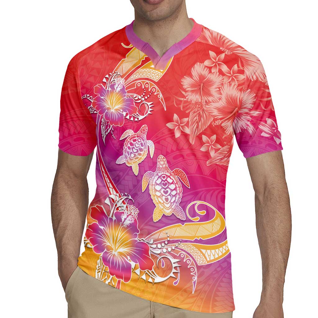 Polynesia Sea Turtle Couple Rugby Jersey One Soul One Love