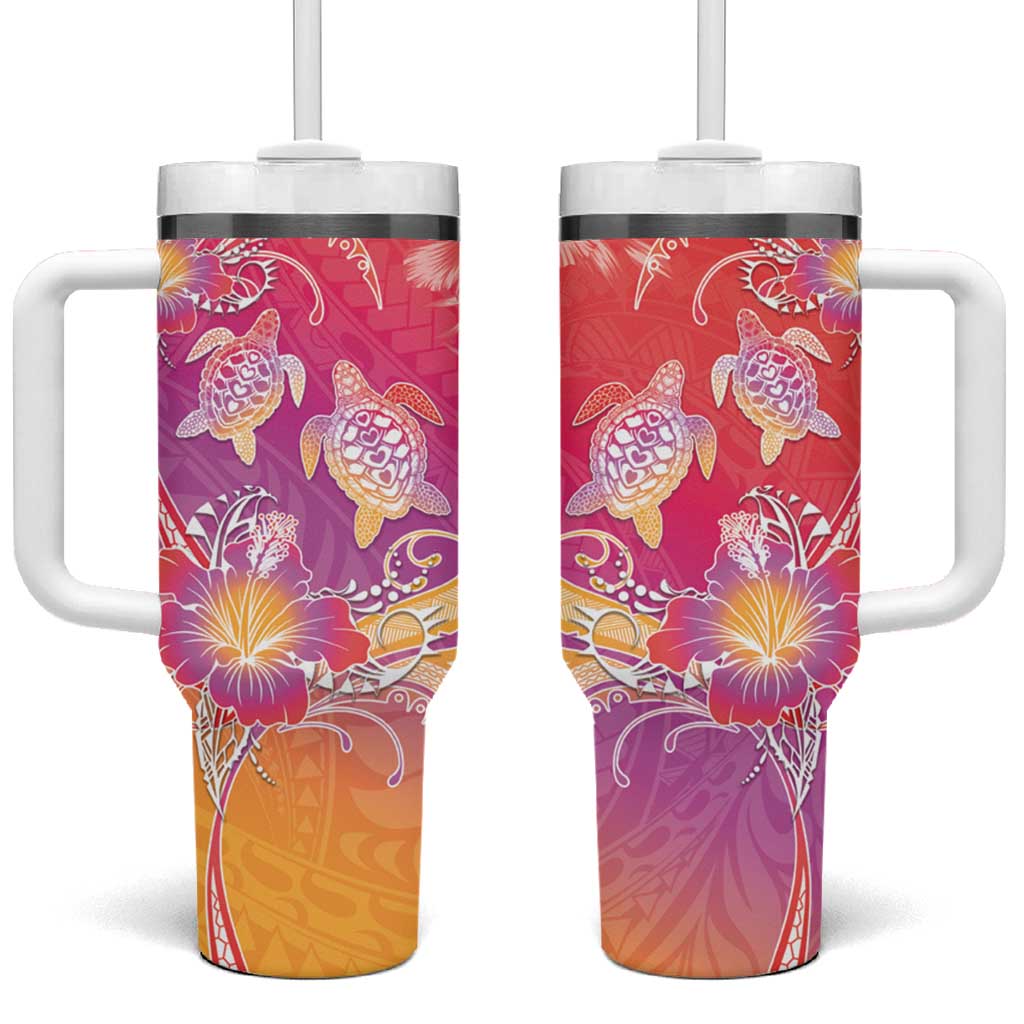 Polynesia Sea Turtle Couple Tumbler With Handle One Soul One Love