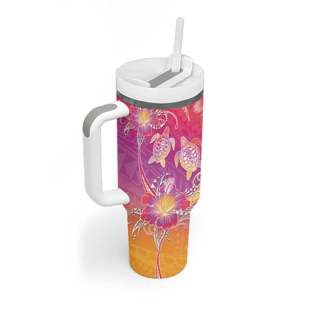 Polynesia Sea Turtle Couple Tumbler With Handle One Soul One Love
