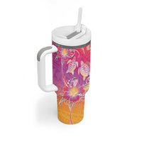 Polynesia Sea Turtle Couple Tumbler With Handle One Soul One Love
