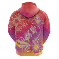Polynesia Sea Turtle Couple Zip Hoodie One Soul One Love