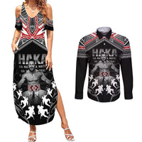 New Zealand Aotearoa Couples Matching Summer Maxi Dress and Long Sleeve Button Shirt Traditional Kapa Haka