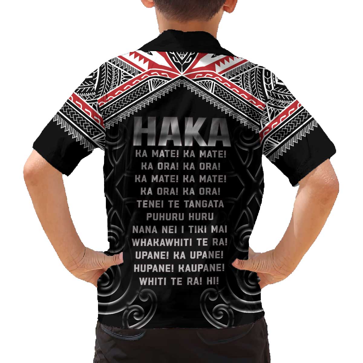 New Zealand Aotearoa Family Matching Off The Shoulder Long Sleeve Dress and Hawaiian Shirt Traditional Kapa Haka