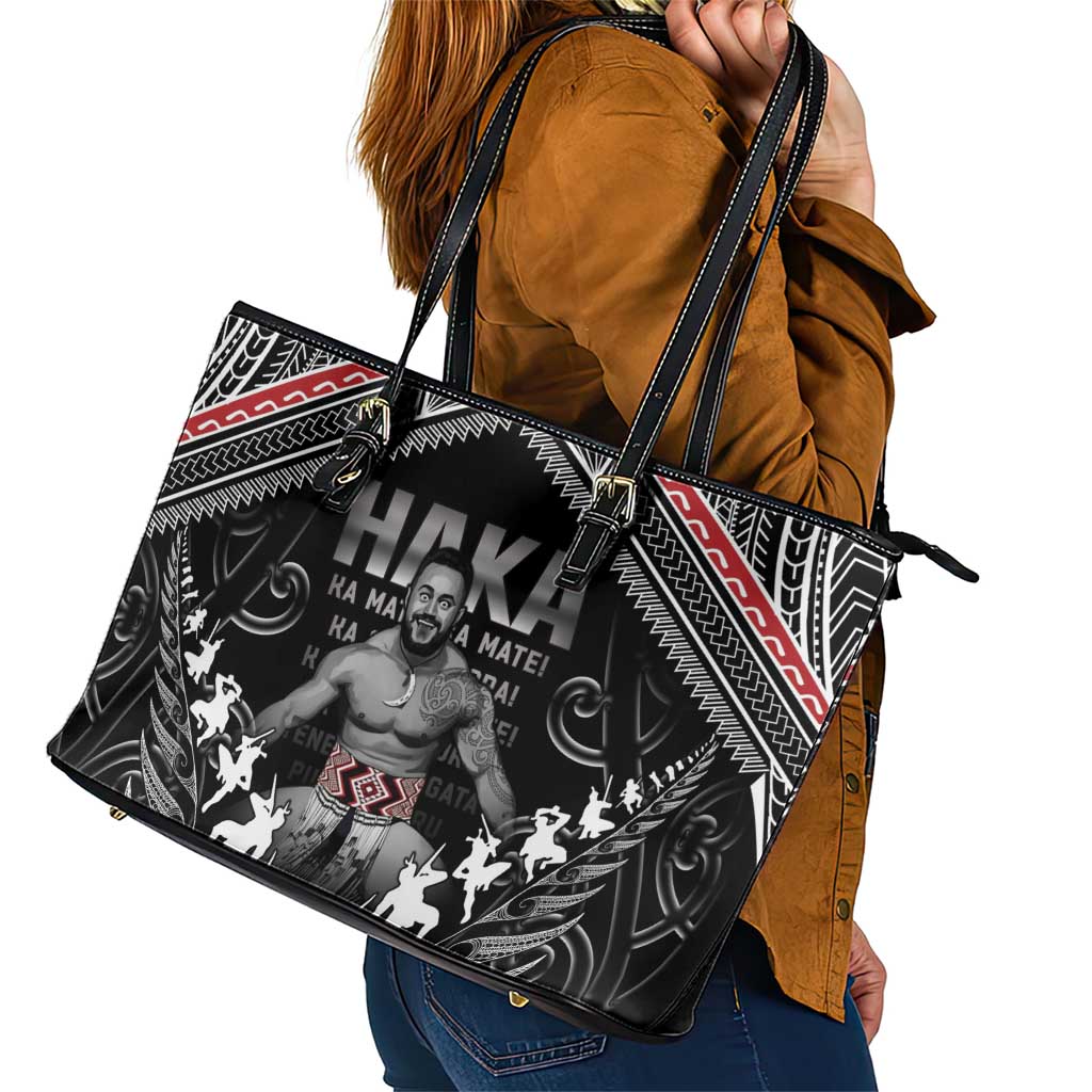New Zealand Aotearoa Leather Tote Bag Traditional Kapa Haka