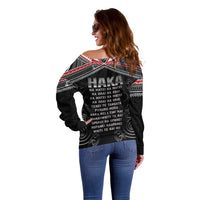 New Zealand Aotearoa Off Shoulder Sweater Traditional Kapa Haka