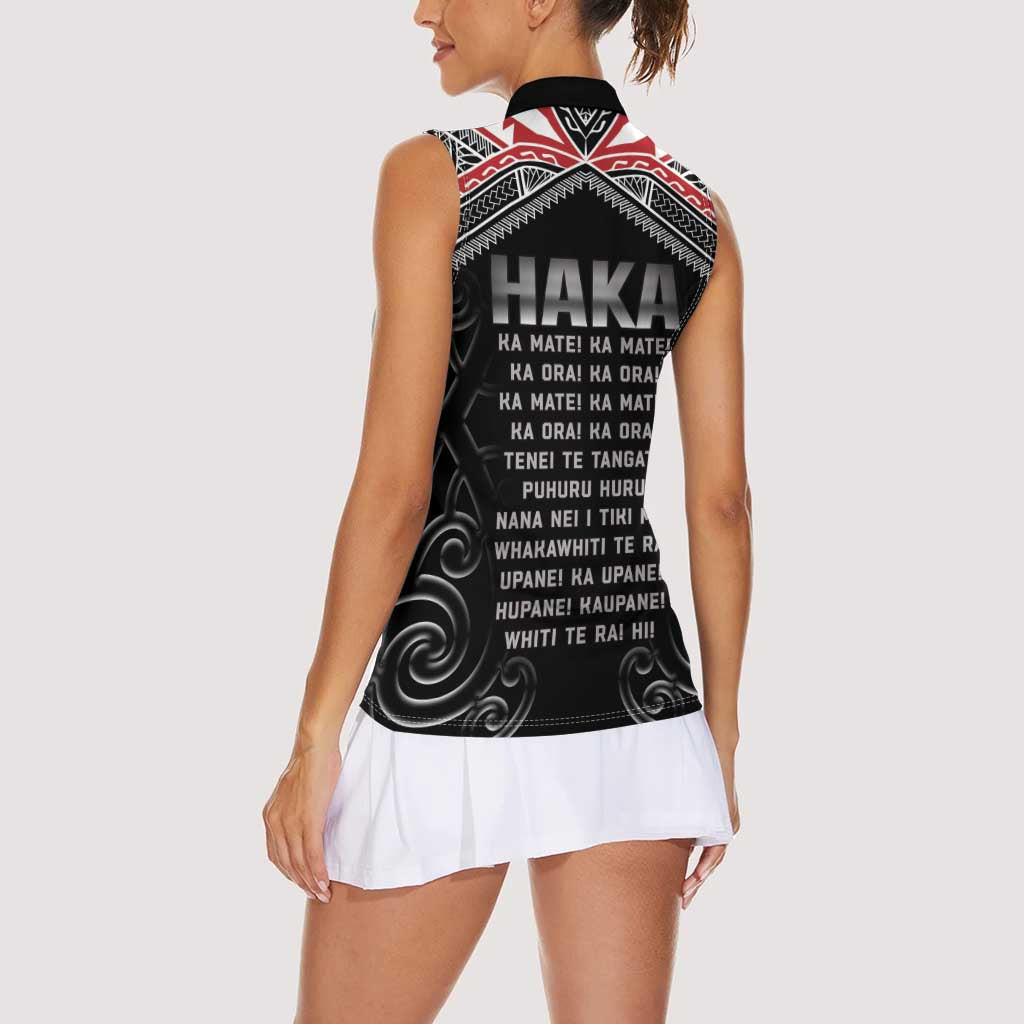 New Zealand Aotearoa Women Sleeveless Polo Shirt Traditional Kapa Haka
