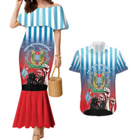 Personalised Free West Papua Couples Matching Mermaid Dress and Hawaiian Shirt One People One Soul Unique Style LT05 Blue - Polynesian Pride