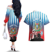 Personalised Free West Papua Couples Matching Off The Shoulder Long Sleeve Dress and Hawaiian Shirt One People One Soul Unique Style - Polynesian Pride