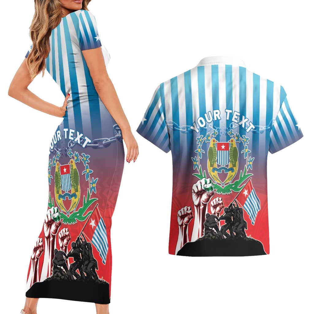 Personalised Free West Papua Couples Matching Short Sleeve Bodycon Dress and Hawaiian Shirt One People One Soul Unique Style LT05 - Polynesian Pride