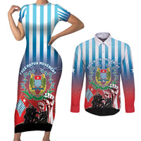 Personalised Free West Papua Couples Matching Short Sleeve Bodycon Dress and Long Sleeve Button Shirt One People One Soul Unique Style - Polynesian Pride