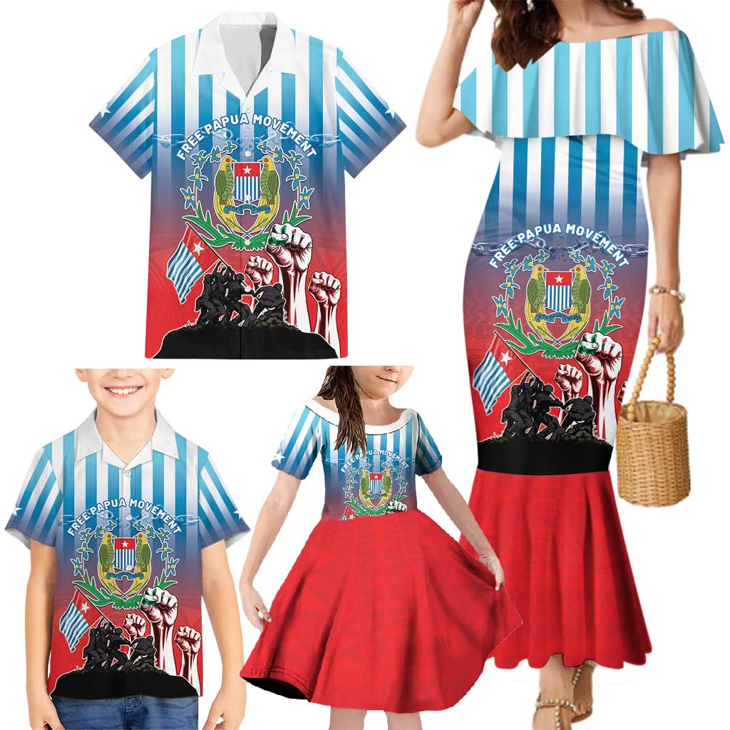 Personalised Free West Papua Family Matching Mermaid Dress and Hawaiian Shirt One People One Soul Unique Style - Polynesian Pride