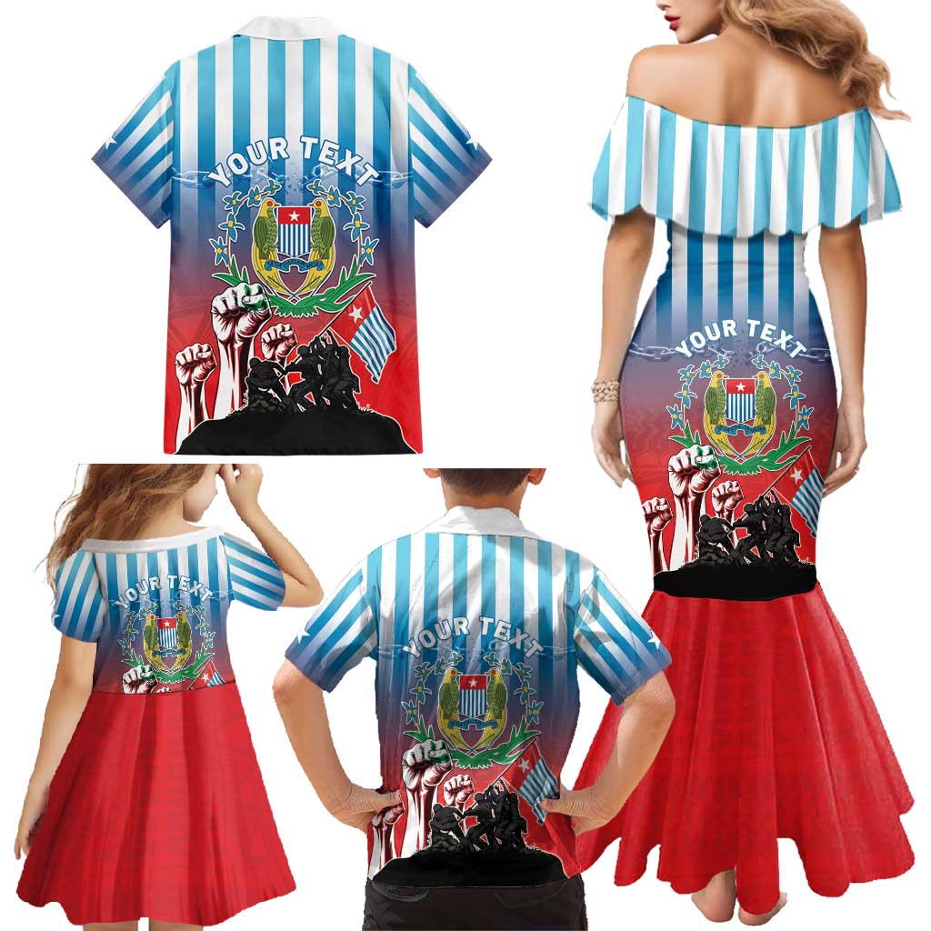 Personalised Free West Papua Family Matching Mermaid Dress and Hawaiian Shirt One People One Soul Unique Style - Polynesian Pride