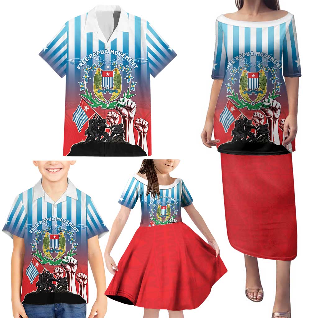 Personalised Free West Papua Family Matching Puletasi and Hawaiian Shirt One People One Soul Unique Style LT05 - Polynesian Pride