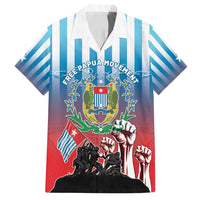 Personalised Free West Papua Family Matching Puletasi and Hawaiian Shirt One People One Soul Unique Style LT05 Dad's Shirt - Short Sleeve Blue - Polynesian Pride