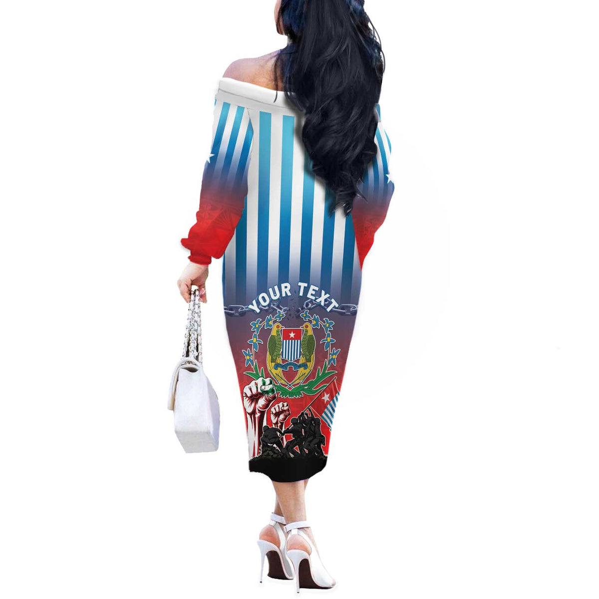 Personalised Free West Papua Off The Shoulder Long Sleeve Dress One People One Soul Unique Style - Polynesian Pride
