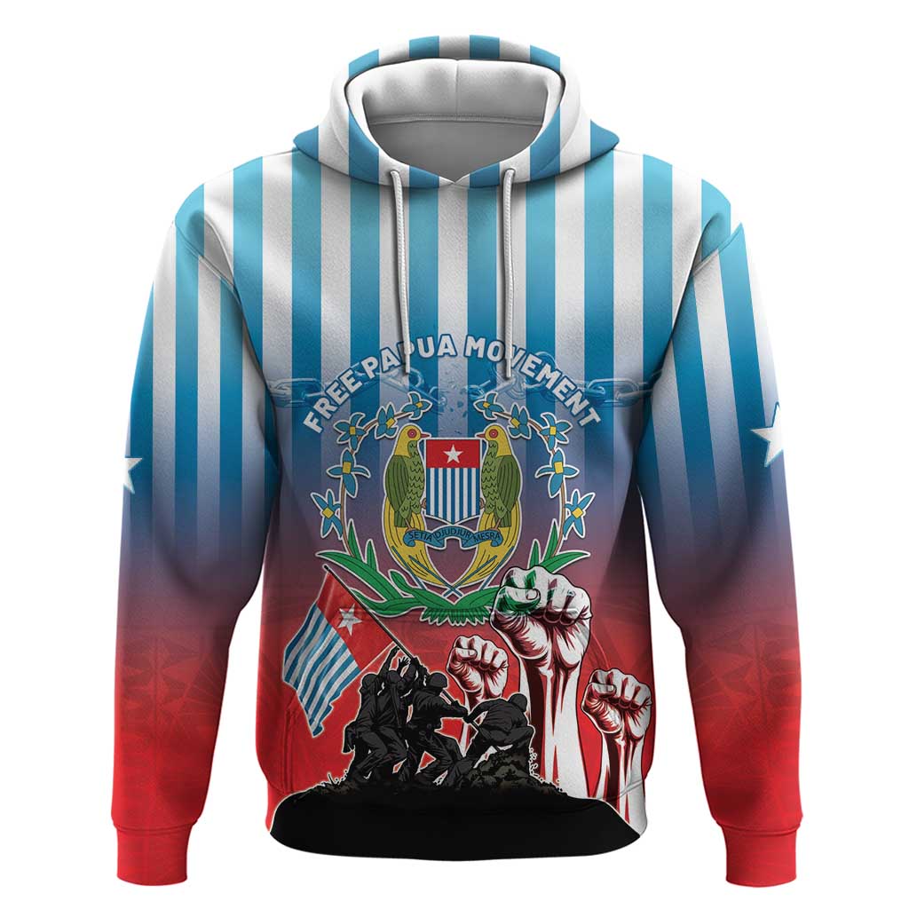 Personalised Free West Papua Zip Hoodie One People One Soul Unique Style LT05 Pullover Hoodie Blue - Polynesian Pride