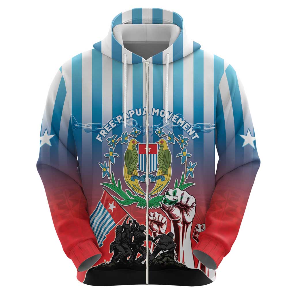 Personalised Free West Papua Zip Hoodie One People One Soul Unique Style LT05 - Polynesian Pride