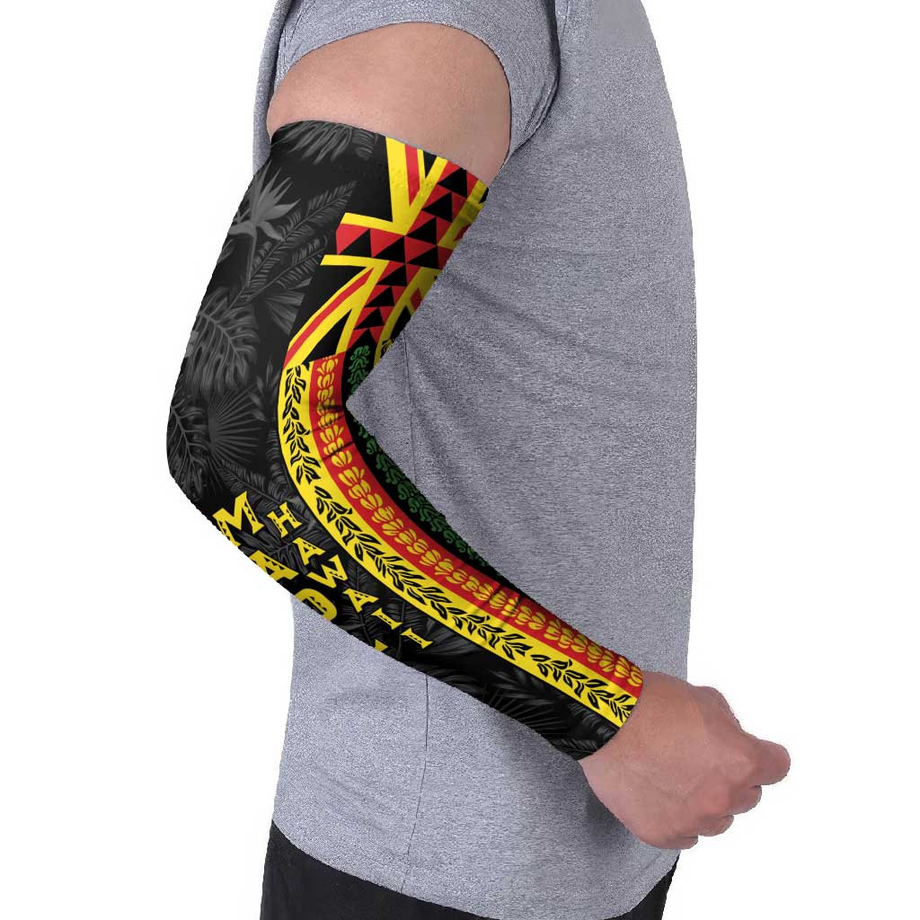 Hawaii Maoli Spirit Arm Sleeves Kakau Pattern With Flower Lei - Polynesian Pride