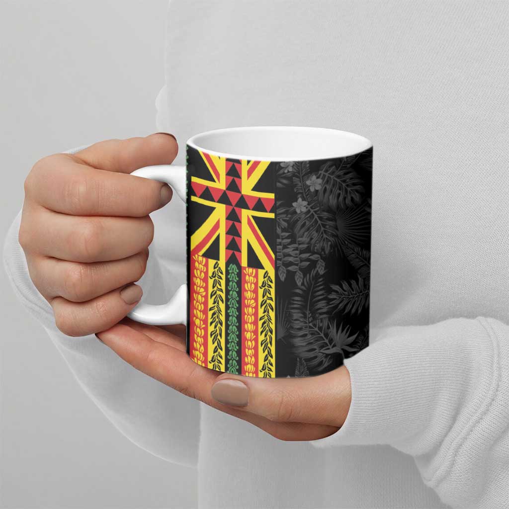 Hawaii Maoli Spirit Ceramic Mug Kakau Pattern With Flower Lei - Polynesian Pride