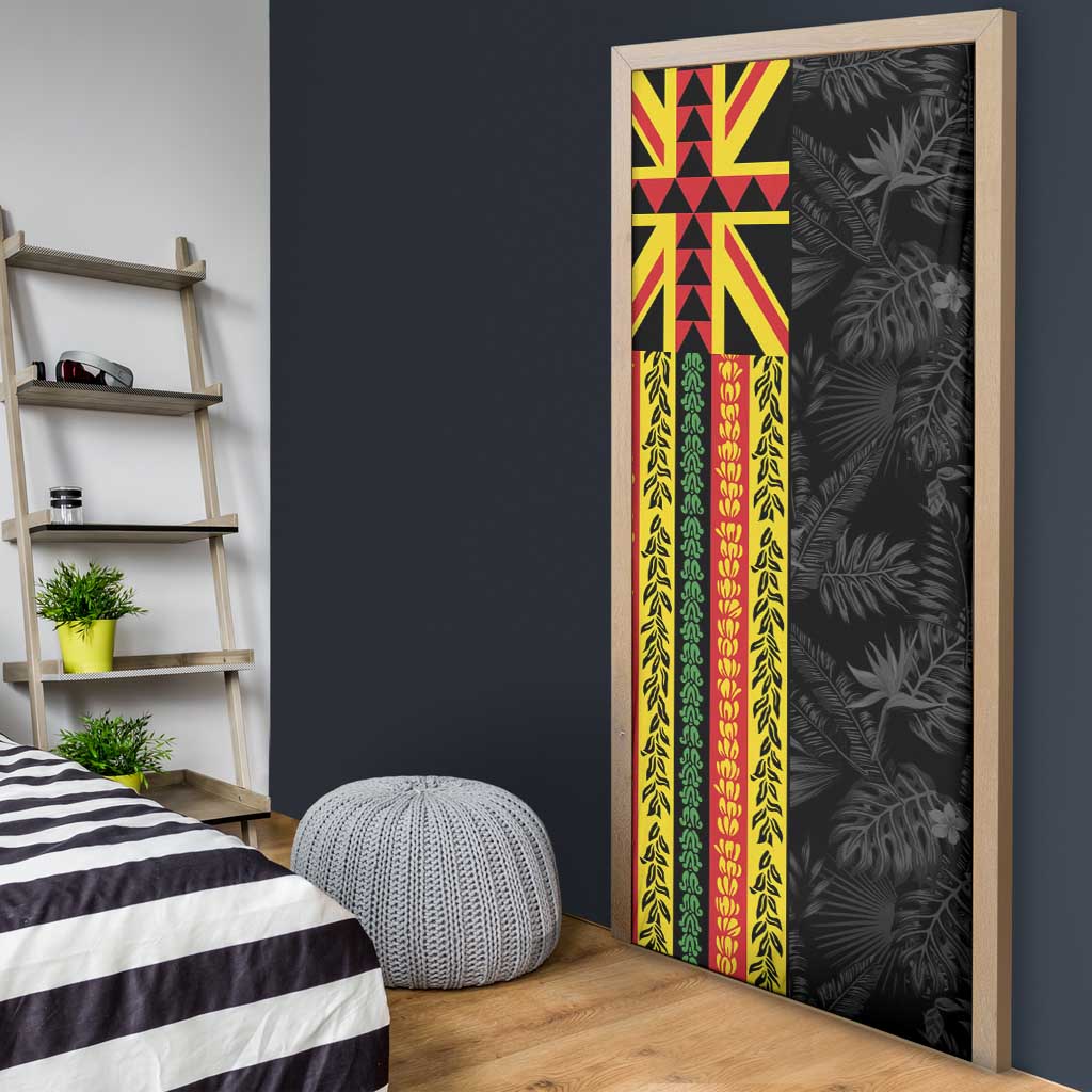 Hawaii Maoli Spirit Door Cover Kakau Pattern With Flower Lei LT05 - Polynesian Pride