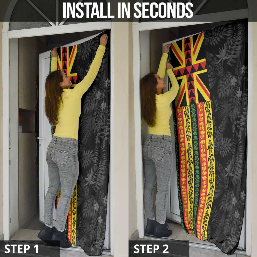 Hawaii Maoli Spirit Door Cover Kakau Pattern With Flower Lei LT05 - Polynesian Pride