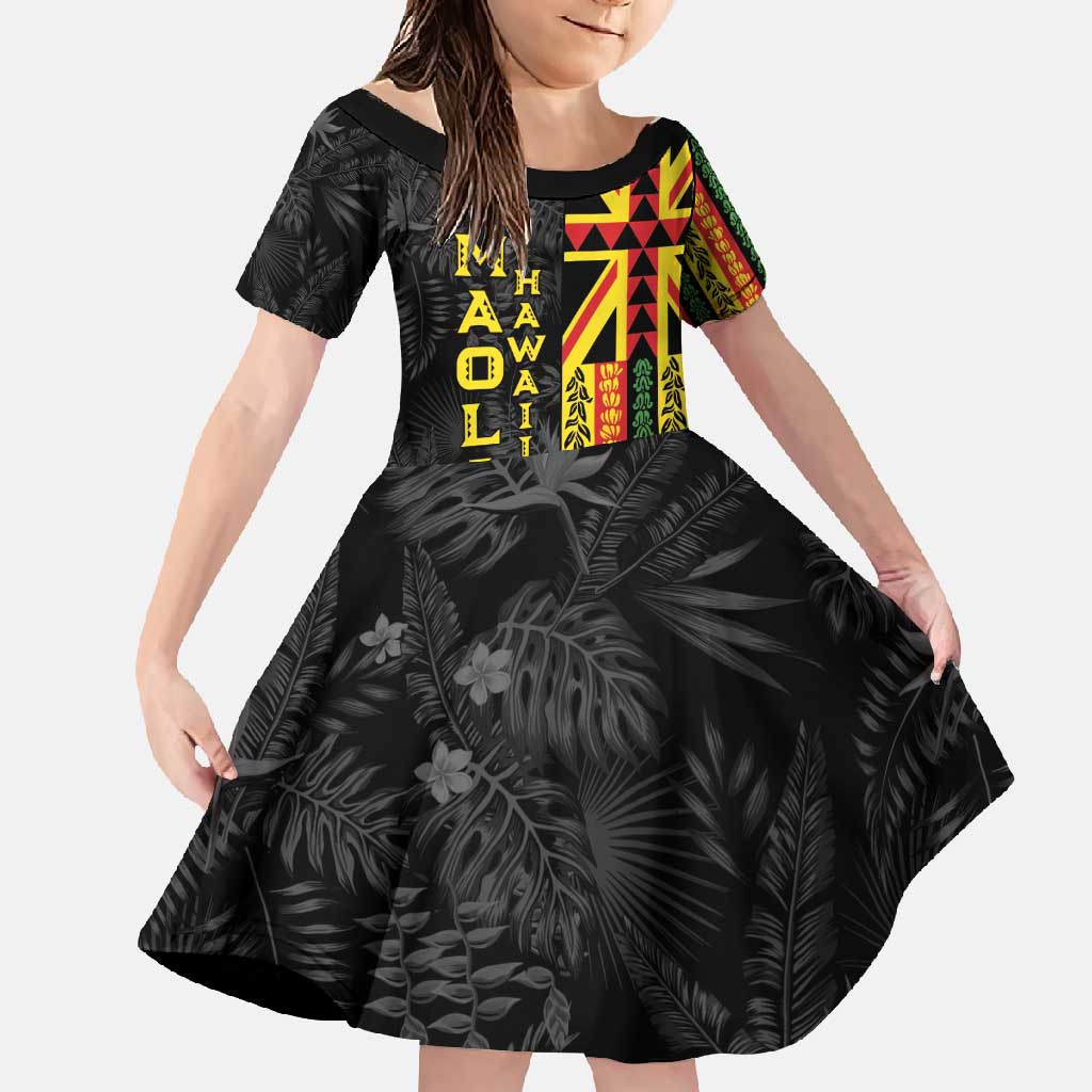 Hawaii Maoli Spirit Family Matching Long Sleeve Bodycon Dress and Hawaiian Shirt Kakau Pattern With Flower Lei - Polynesian Pride