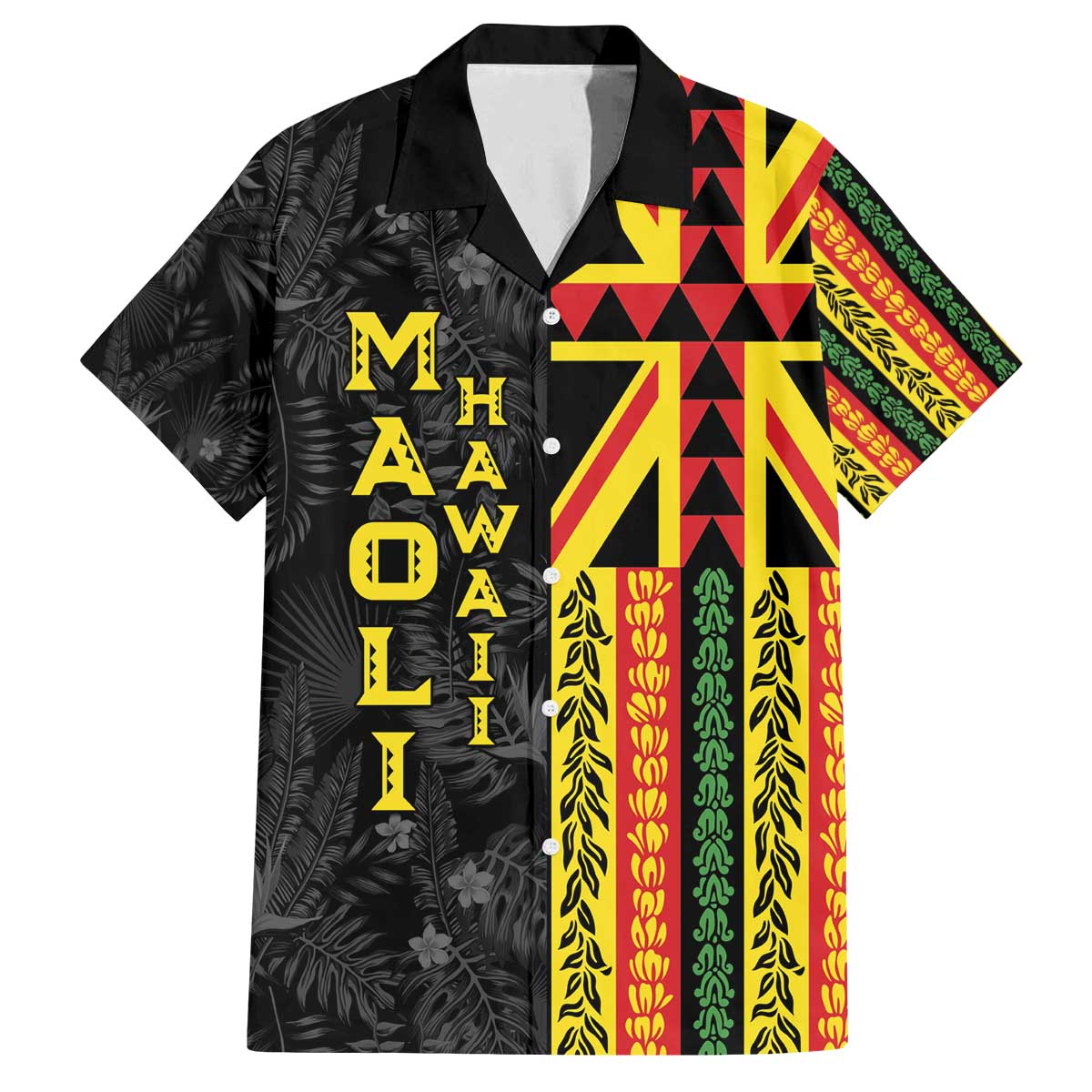 Hawaii Maoli Spirit Family Matching Off The Shoulder Long Sleeve Dress and Hawaiian Shirt Kakau Pattern With Flower Lei - Polynesian Pride