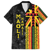 Hawaii Maoli Spirit Family Matching Off Shoulder Maxi Dress and Hawaiian Shirt Kakau Pattern With Flower Lei - Polynesian Pride
