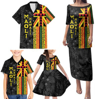 Hawaii Maoli Spirit Family Matching Puletasi and Hawaiian Shirt Kakau Pattern With Flower Lei - Polynesian Pride