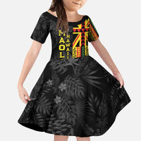 Hawaii Maoli Spirit Family Matching Summer Maxi Dress and Hawaiian Shirt Kakau Pattern With Flower Lei - Polynesian Pride