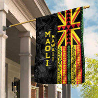 Hawaii Maoli Spirit Garden Flag Kakau Pattern With Flower Lei LT05 House Flag Black - Polynesian Pride