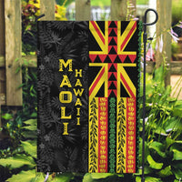 Hawaii Maoli Spirit Garden Flag Kakau Pattern With Flower Lei LT05 Garden Flag Black - Polynesian Pride