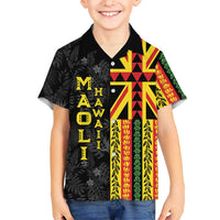 Hawaii Maoli Spirit Hawaiian Shirt Kakau Pattern With Flower Lei - Polynesian Pride