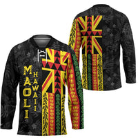 Hawaii Maoli Spirit Hockey Jersey Kakau Pattern With Flower Lei - Polynesian Pride