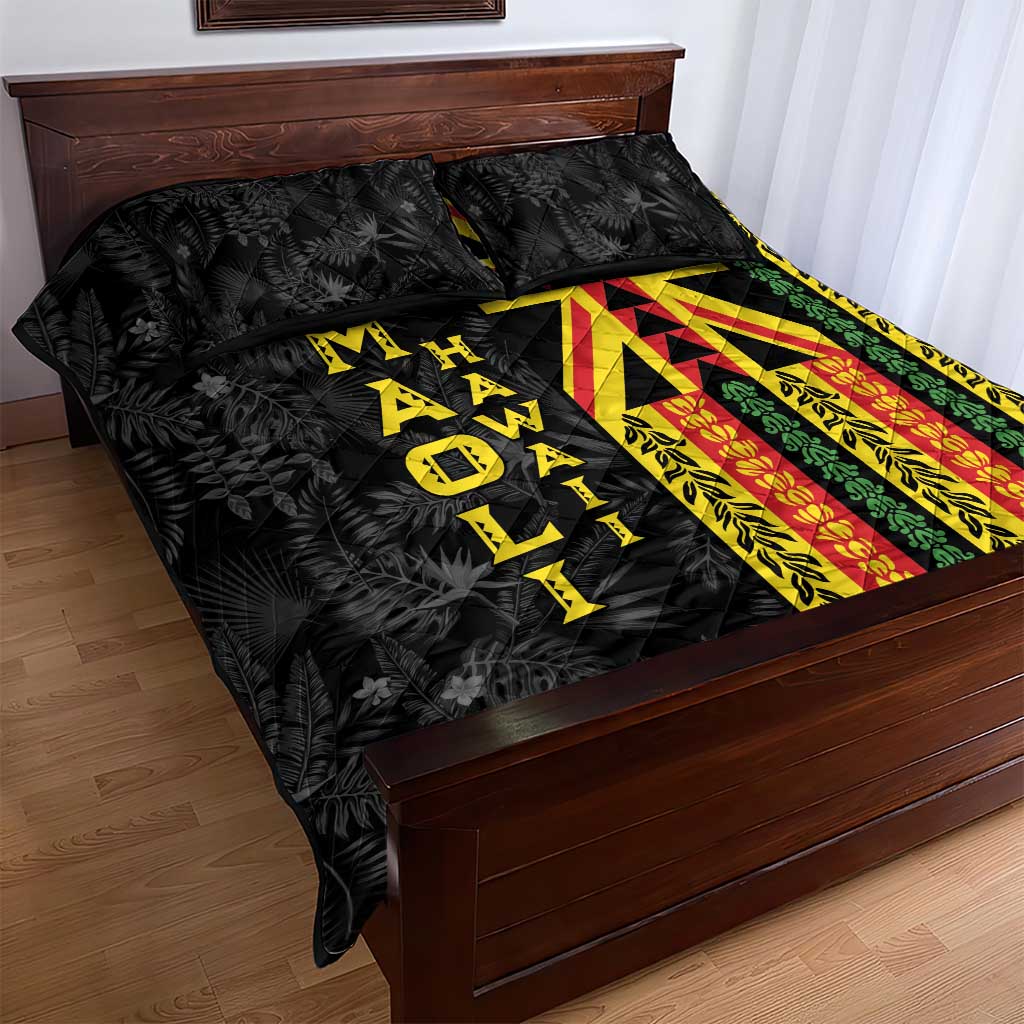 Hawaii Maoli Spirit Quilt Bed Set Kakau Pattern With Flower Lei LT05 - Polynesian Pride