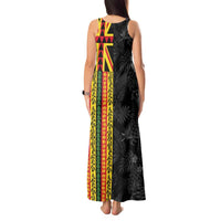 Hawaii Maoli Spirit Tank Maxi Dress Kakau Pattern With Flower Lei LT05 - Polynesian Pride