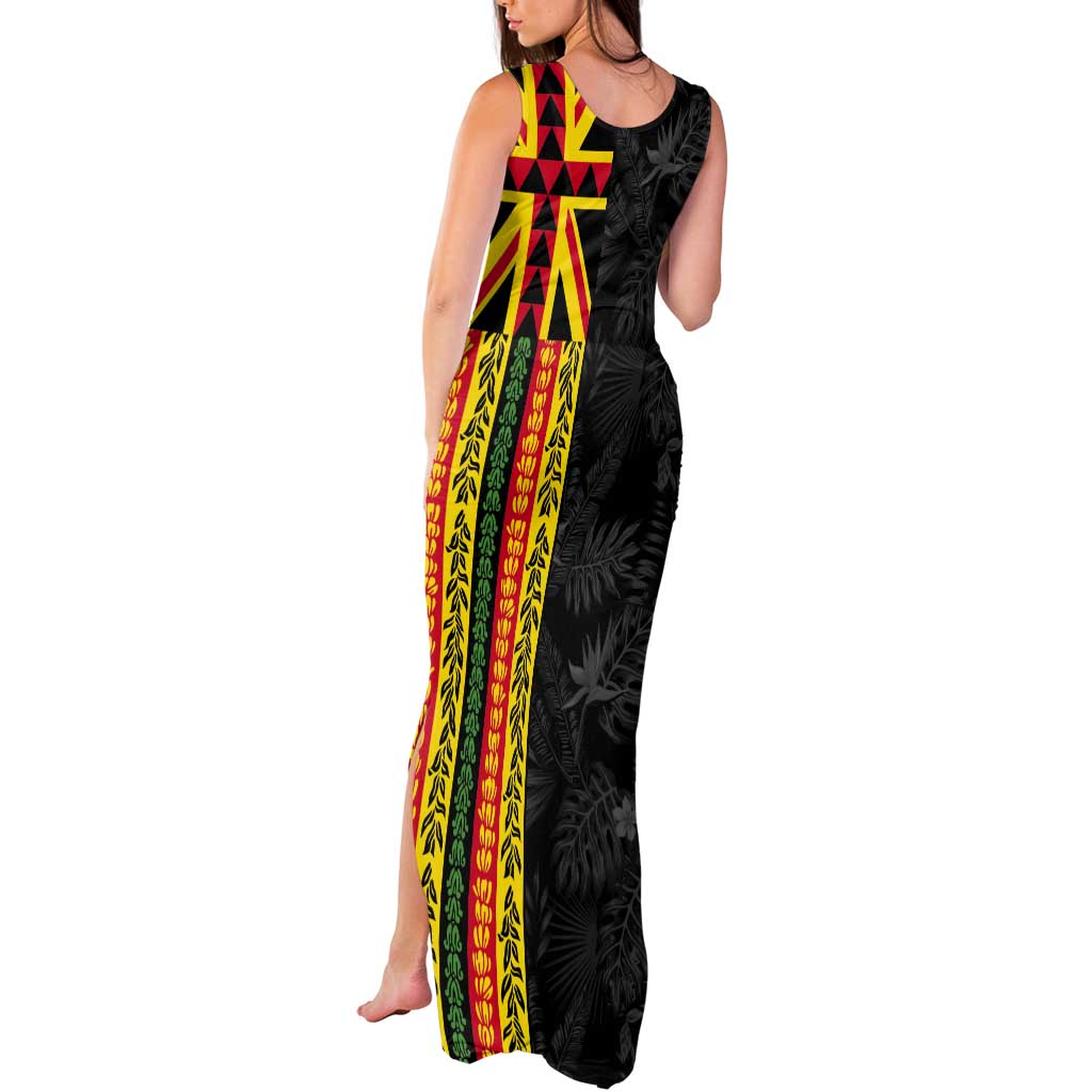 Hawaii Maoli Spirit Tank Maxi Dress Kakau Pattern With Flower Lei LT05 - Polynesian Pride