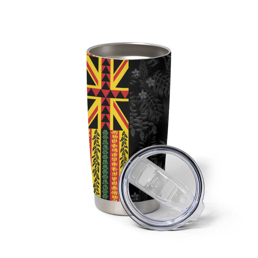 Hawaii Maoli Spirit Tumbler Cup Kakau Pattern With Flower Lei LT05 - Polynesian Pride