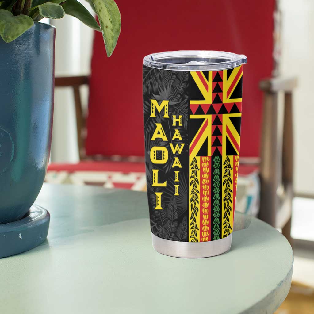 Hawaii Maoli Spirit Tumbler Cup Kakau Pattern With Flower Lei LT05 - Polynesian Pride