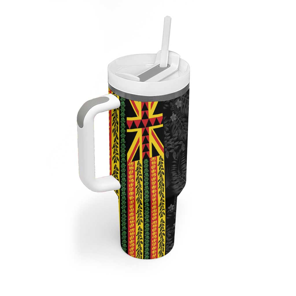 Hawaii Maoli Spirit Tumbler With Handle Kakau Pattern With Flower Lei LT05 - Polynesian Pride