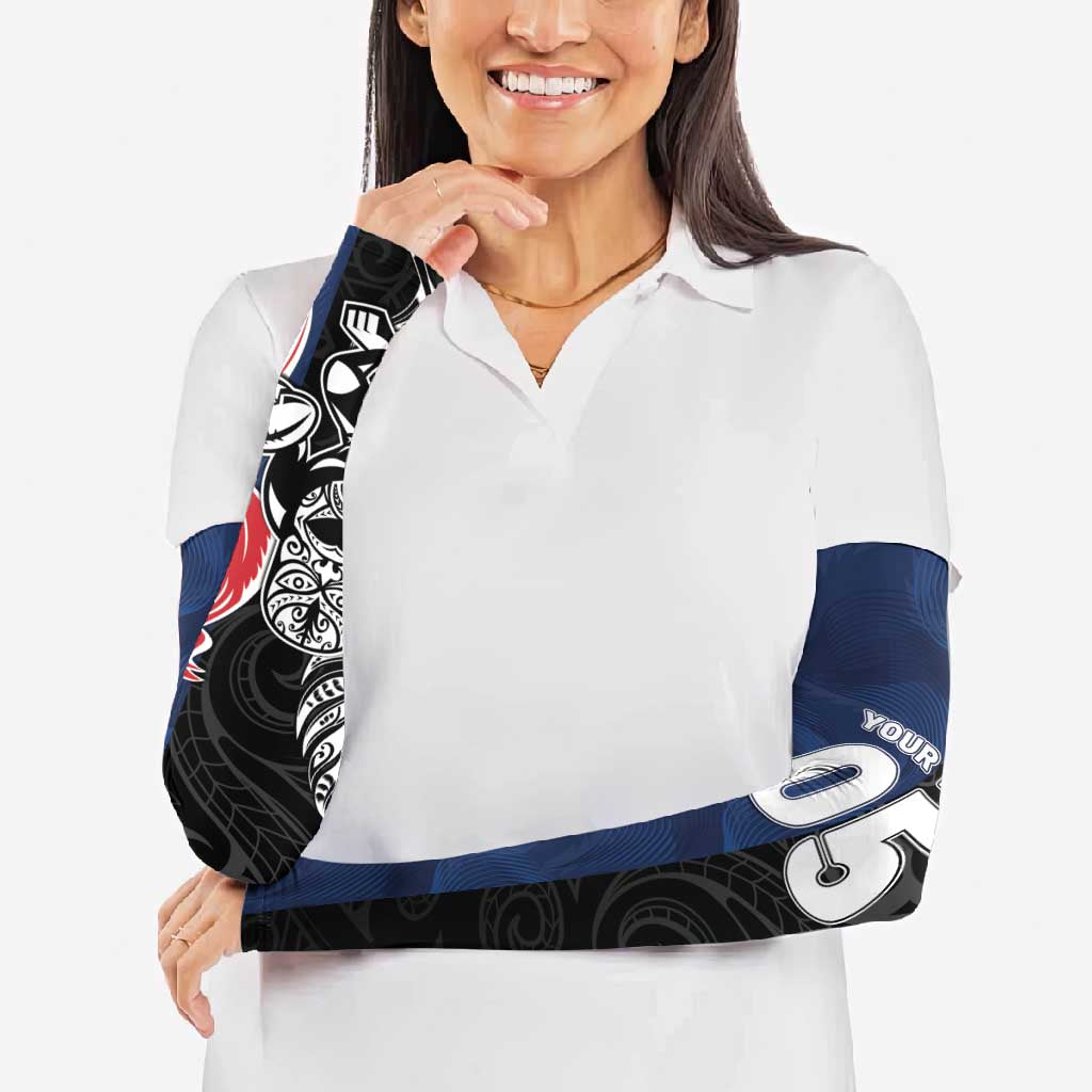 France And New Zealand Rugby Custom Arm Sleeves Les Bleus Rooster With Maori Tiki LT05 - Polynesian Pride