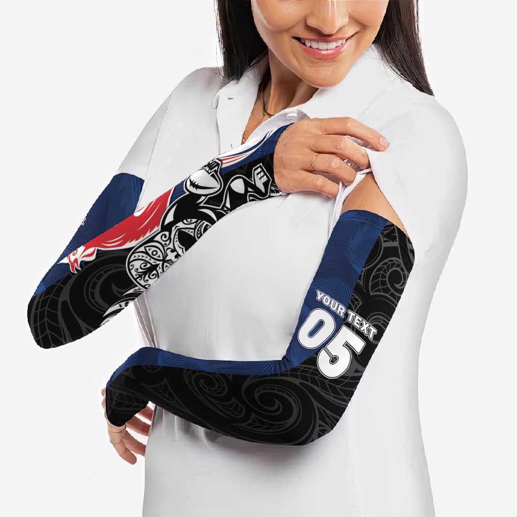 France And New Zealand Rugby Custom Arm Sleeves Les Bleus Rooster With Maori Tiki LT05 - Polynesian Pride