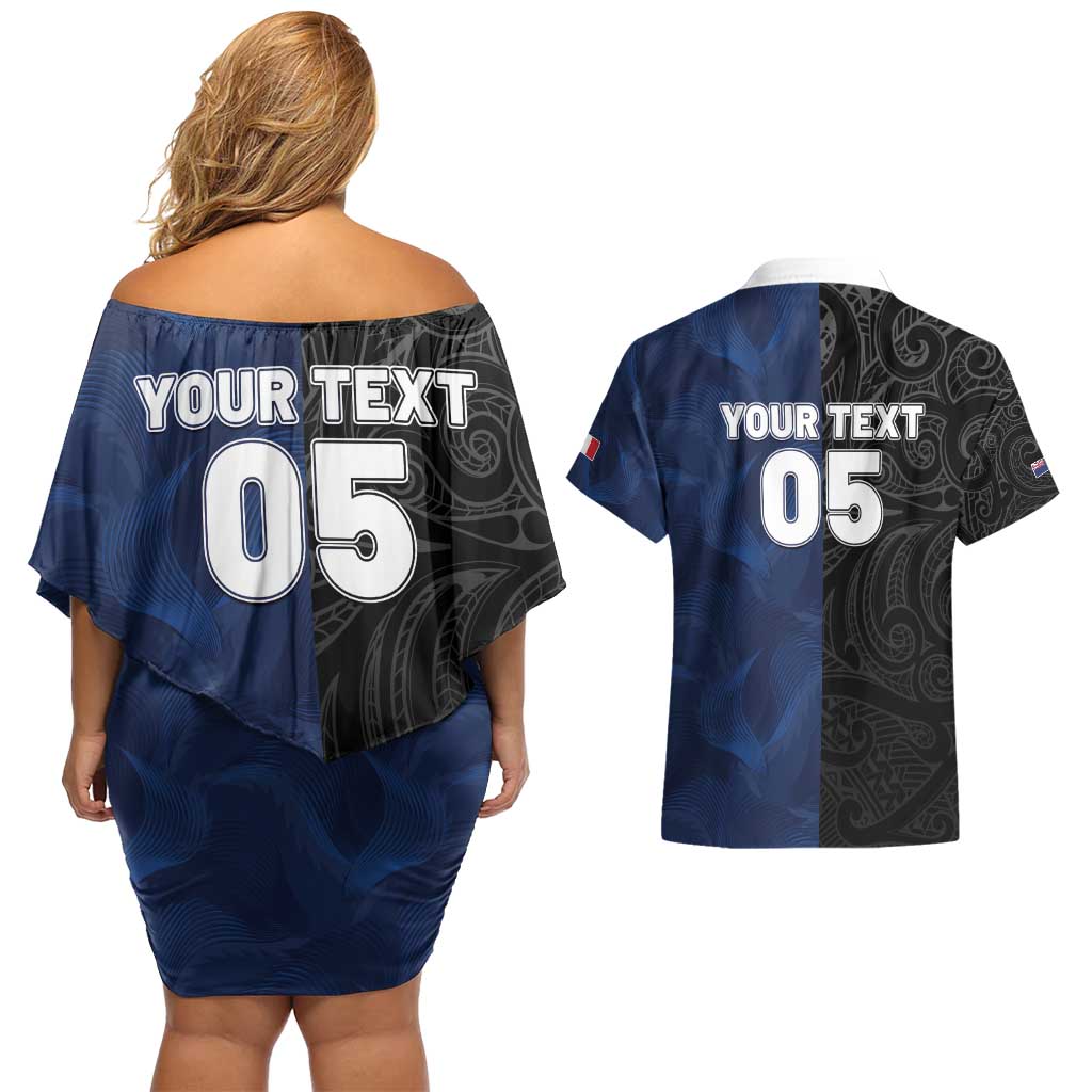 France And New Zealand Rugby Custom Couples Matching Off Shoulder Short Dress and Hawaiian Shirt Les Bleus Rooster With Maori Tiki - Polynesian Pride