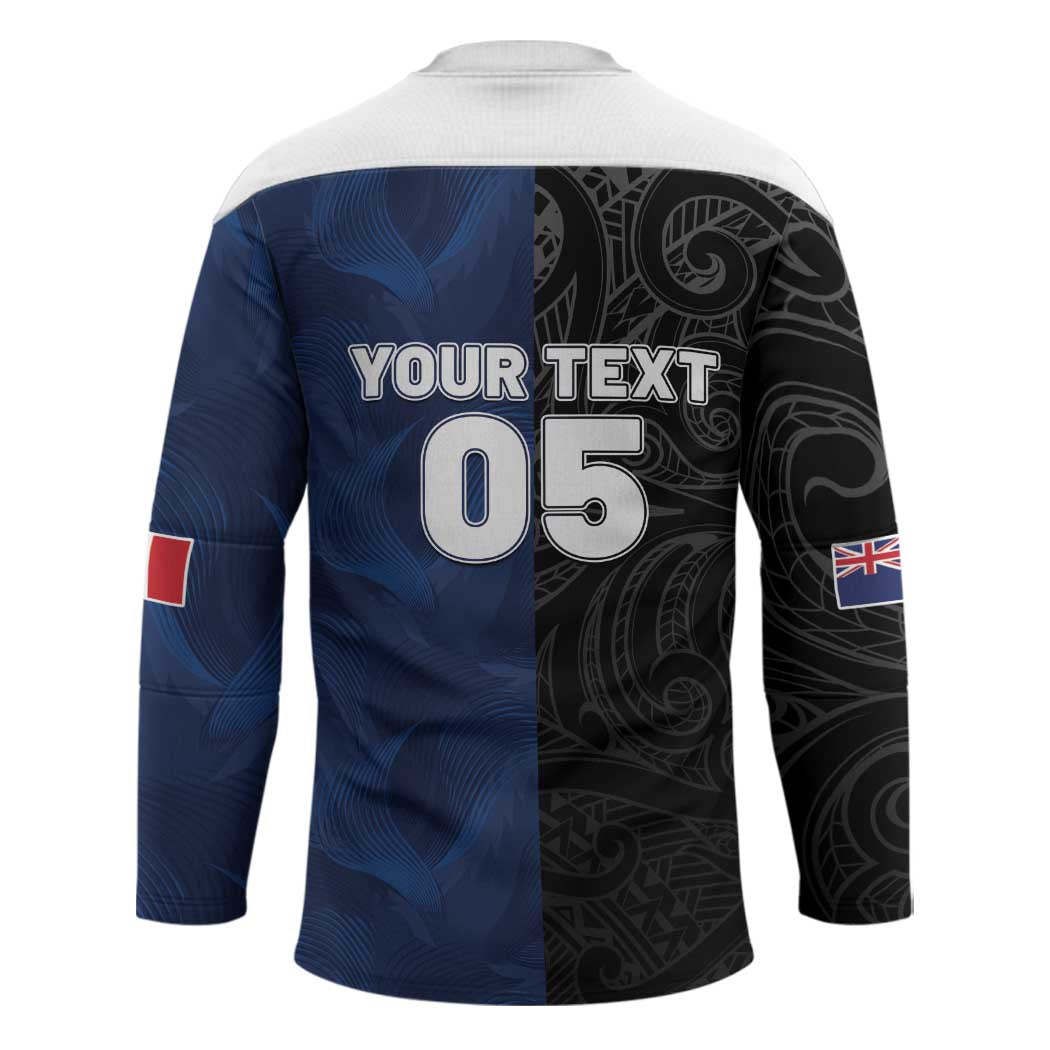 France And New Zealand Rugby Custom Hockey Jersey Les Bleus Rooster With Maori Tiki - Polynesian Pride