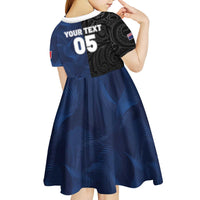 France And New Zealand Rugby Custom Kid Short Sleeve Dress Les Bleus Rooster With Maori Tiki - Polynesian Pride