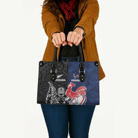 France And New Zealand Rugby Leather Bag Les Bleus Rooster With Maori Tiki LT05 - Polynesian Pride